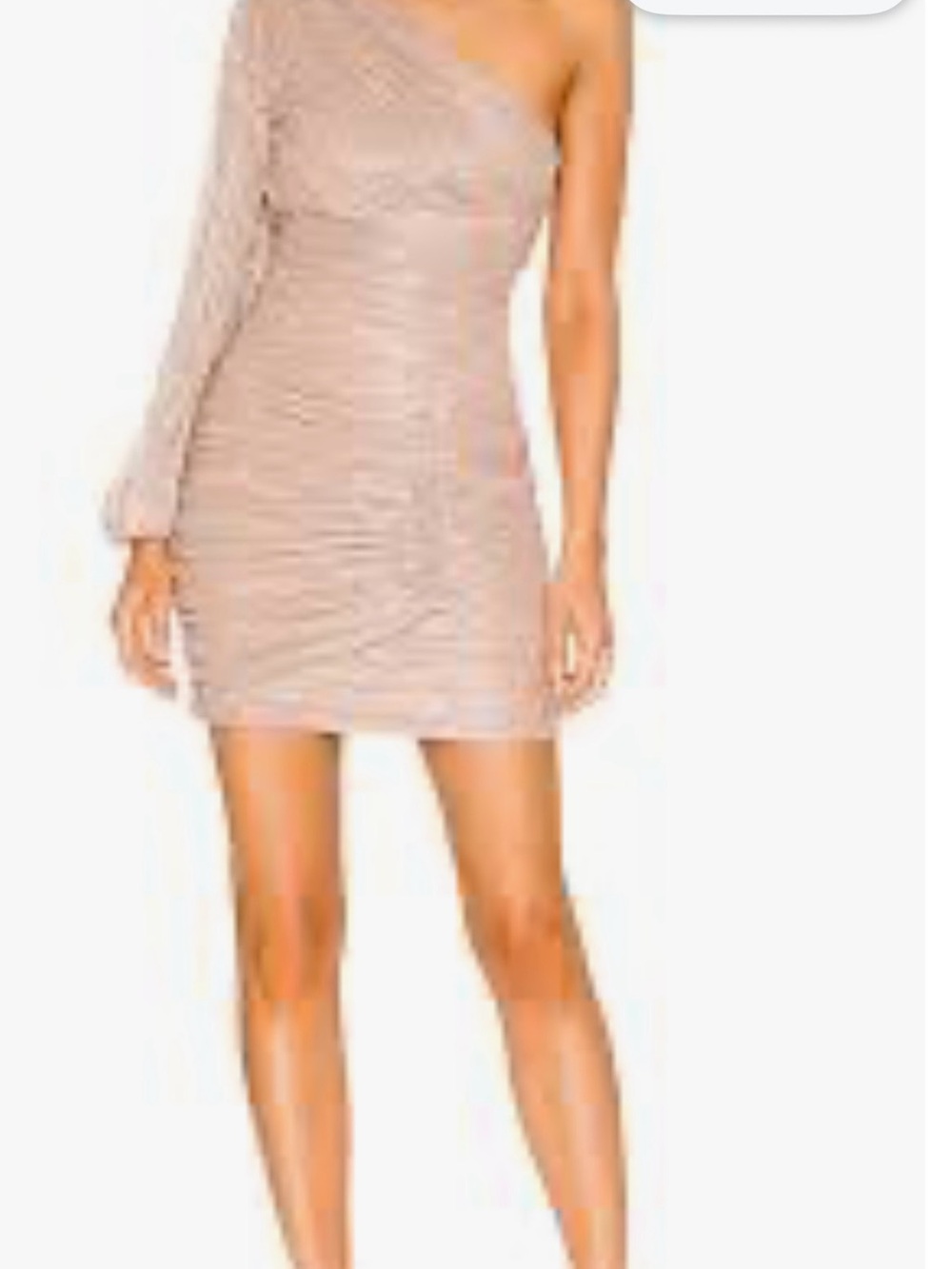 Metallic One-Shoulder Ruched Mini Dress - Gold - Picture 5 of 5